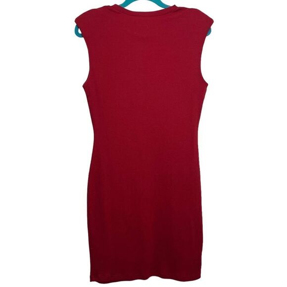 BCBGeneration Padded Shoulder Midi Dress Red Size Medium - Picture 3 of 6